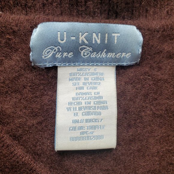U-knit 100% Cashmere Size Small Chocolate Brown Sweater - Picture 4 of 5